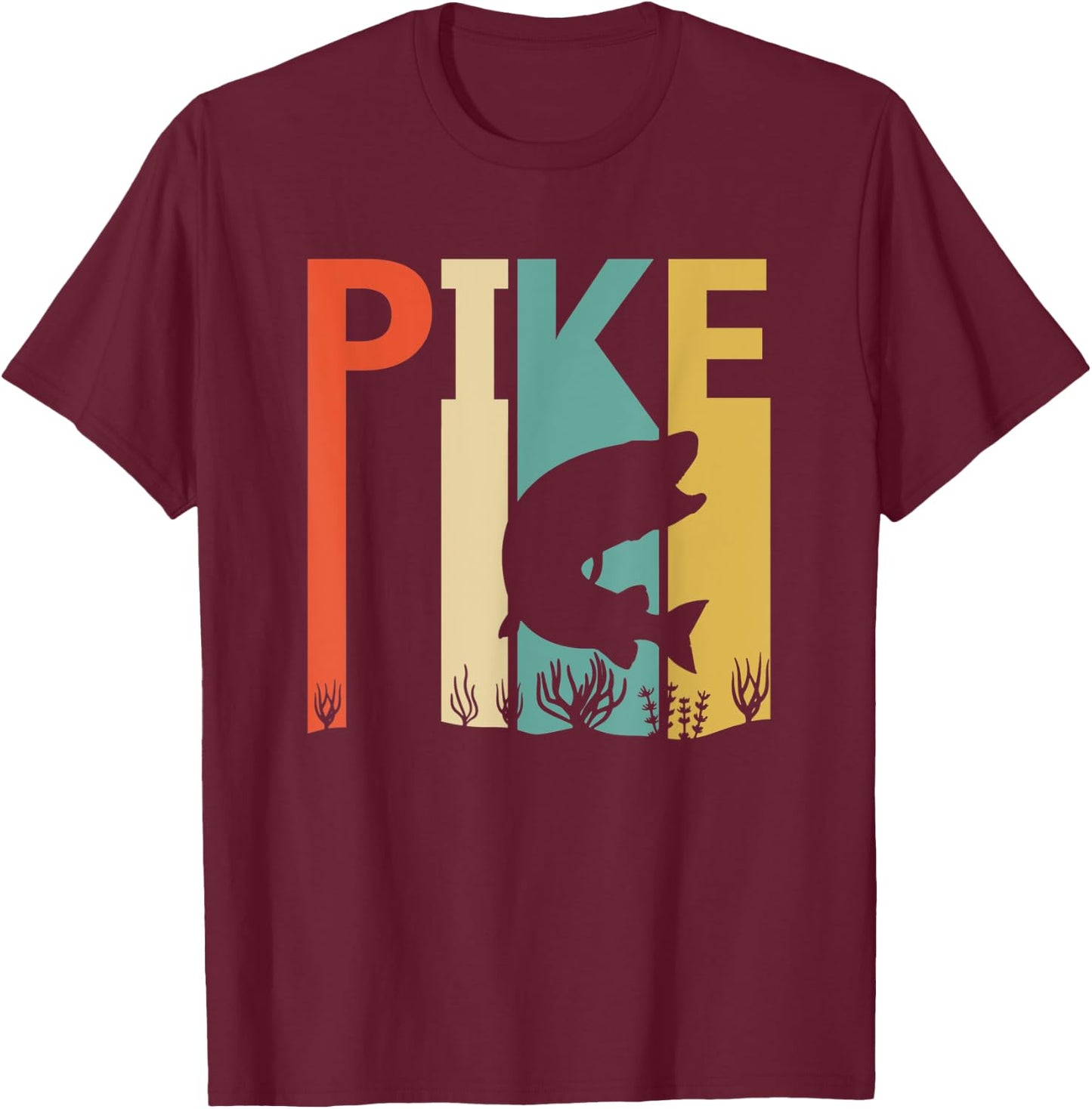 Vintage Wild Animal Northern Pike Fish T-Shirt - T-Shirt | Maroon