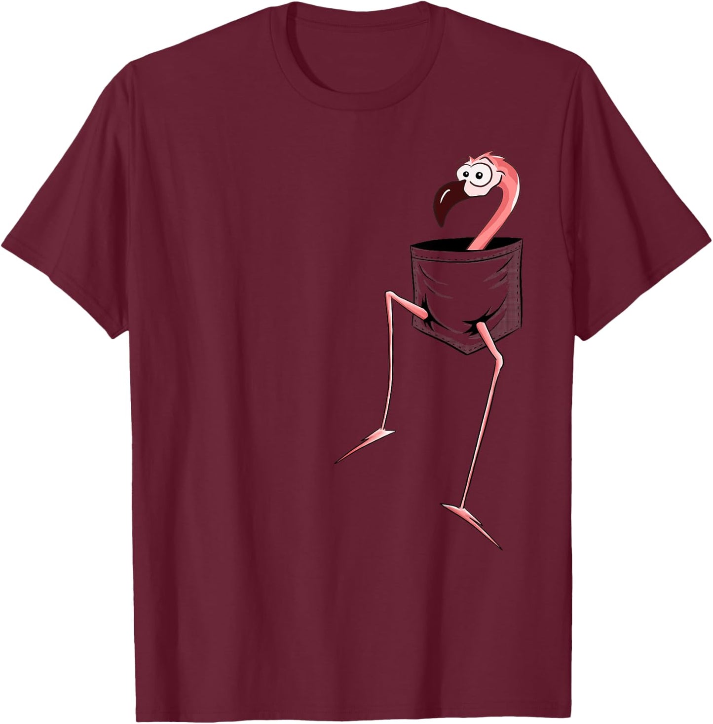 For Flamingo-Lovers l Fancy Pink Flamingo In A Pocket T-Shirt - T-Shirt | Maroon