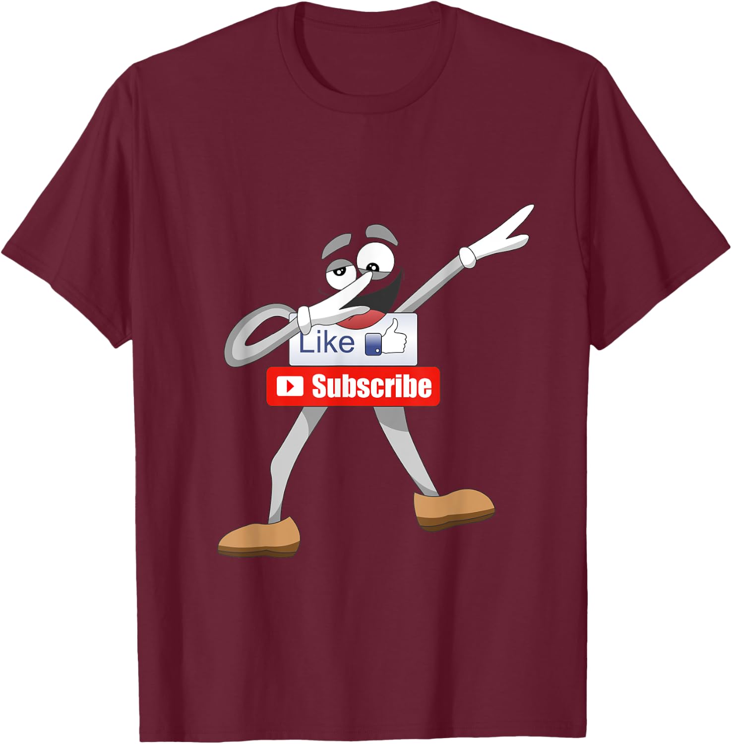 Funny Video Blogger Vlogger Dabbing Like Subscribe Button T-Shirt - T-Shirt | Maroon