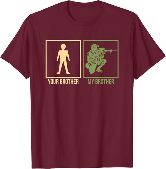 Proud Army Brother I-Navy Airforce Seal Ranger T-Shirt - T-Shirt | Maroon