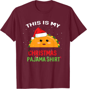 This is my Christmas Pajama Shirt Taco Gift T-Shirt - T-Shirt | Maroon
