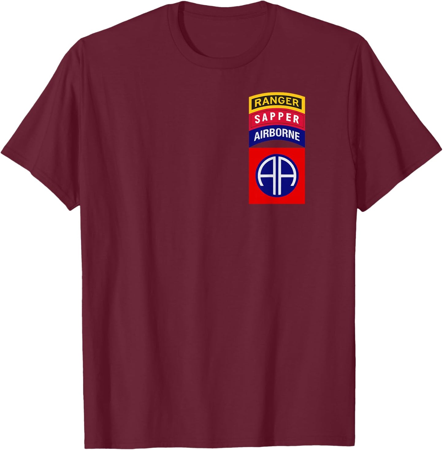 82nd Airborne Shirt - Ranger Sapper Tab Shirt "Classic" T-Shirt - T-Shirt | Maroon