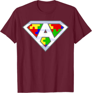 Autism Awareness Day Superhero T-Shirt - T-Shirt | Maroon