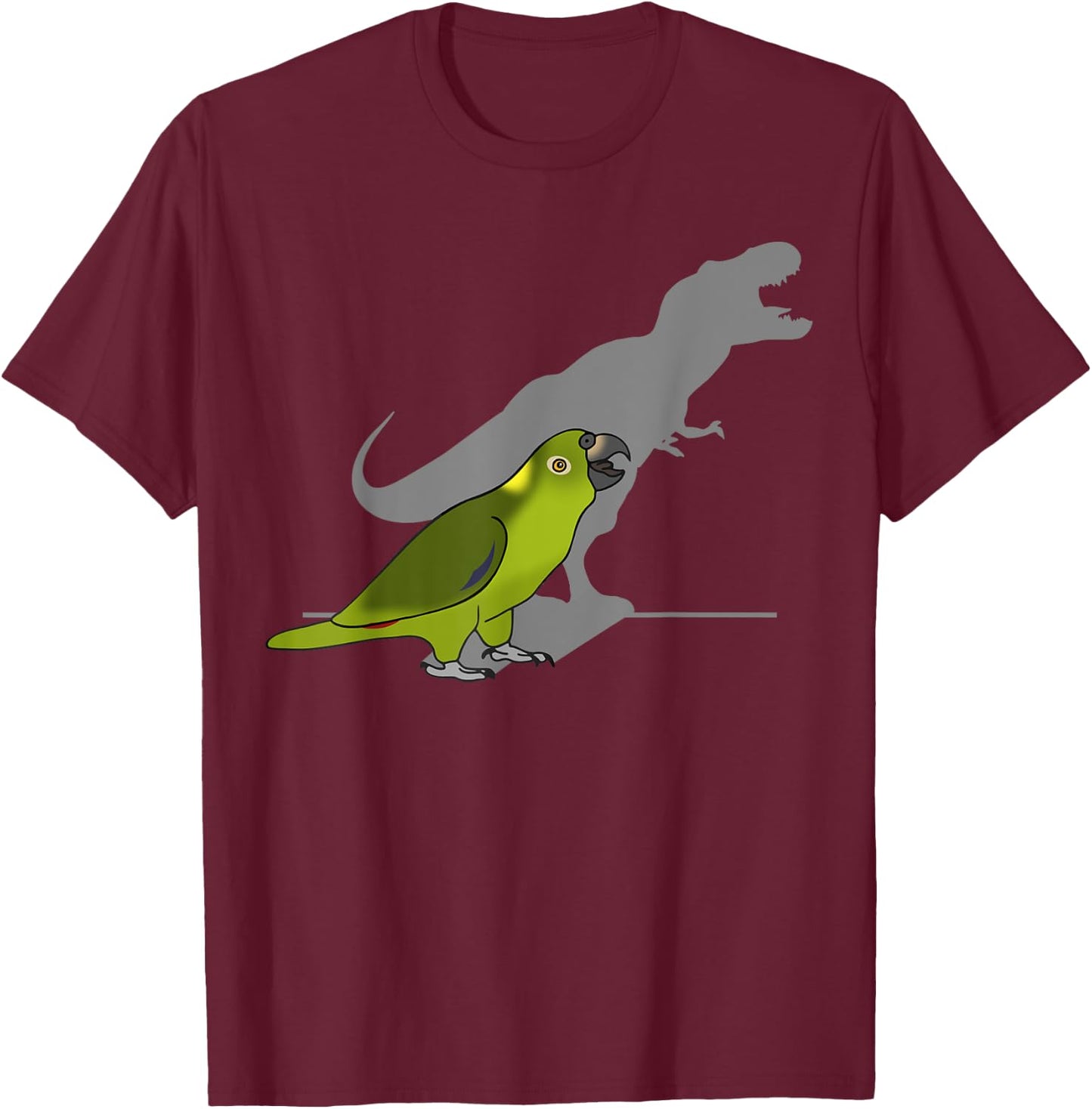 Funny dinosaur Birb, T-rex Yellow Naped Amazon Parrot T-Shirt - T-Shirt | Maroon