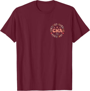Certified Nurse Assistant Appreciation CNA Apparel -Adults Black Small Retro Short Sleeve Nurse Assistant T-Shirt - T-Shirt | Maroon