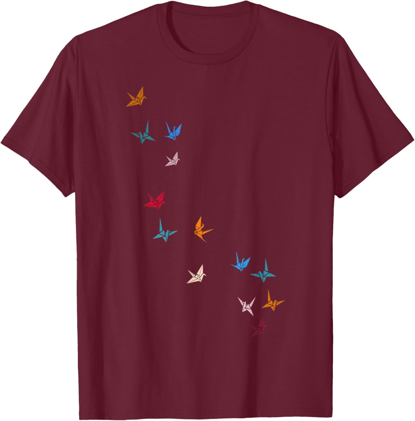 Flying Paper Cranes Birds T-Shirt - T-Shirt | Maroon