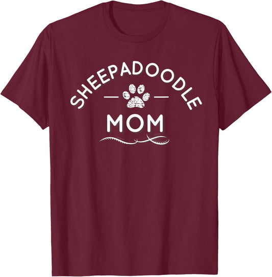 Sheepadoodle Mom Shirt T-Shirt - T-Shirt | Maroon