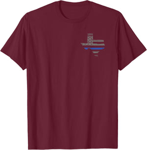 Texas Police, Law Enforcement Thin Blue Line Shirt T-Shirt - T-Shirt | Maroon