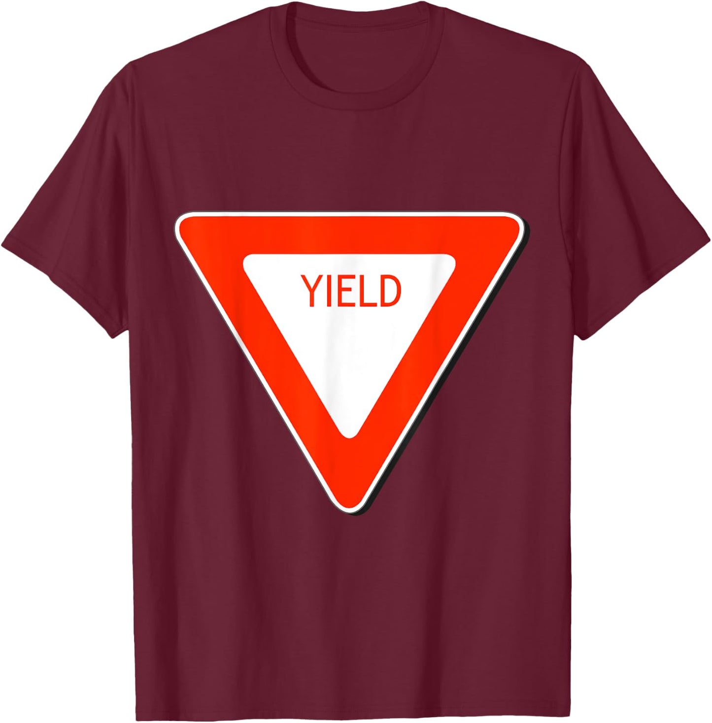 Yield Sign Simple Easy Halloween Costume T-Shirt - T-Shirt | Maroon