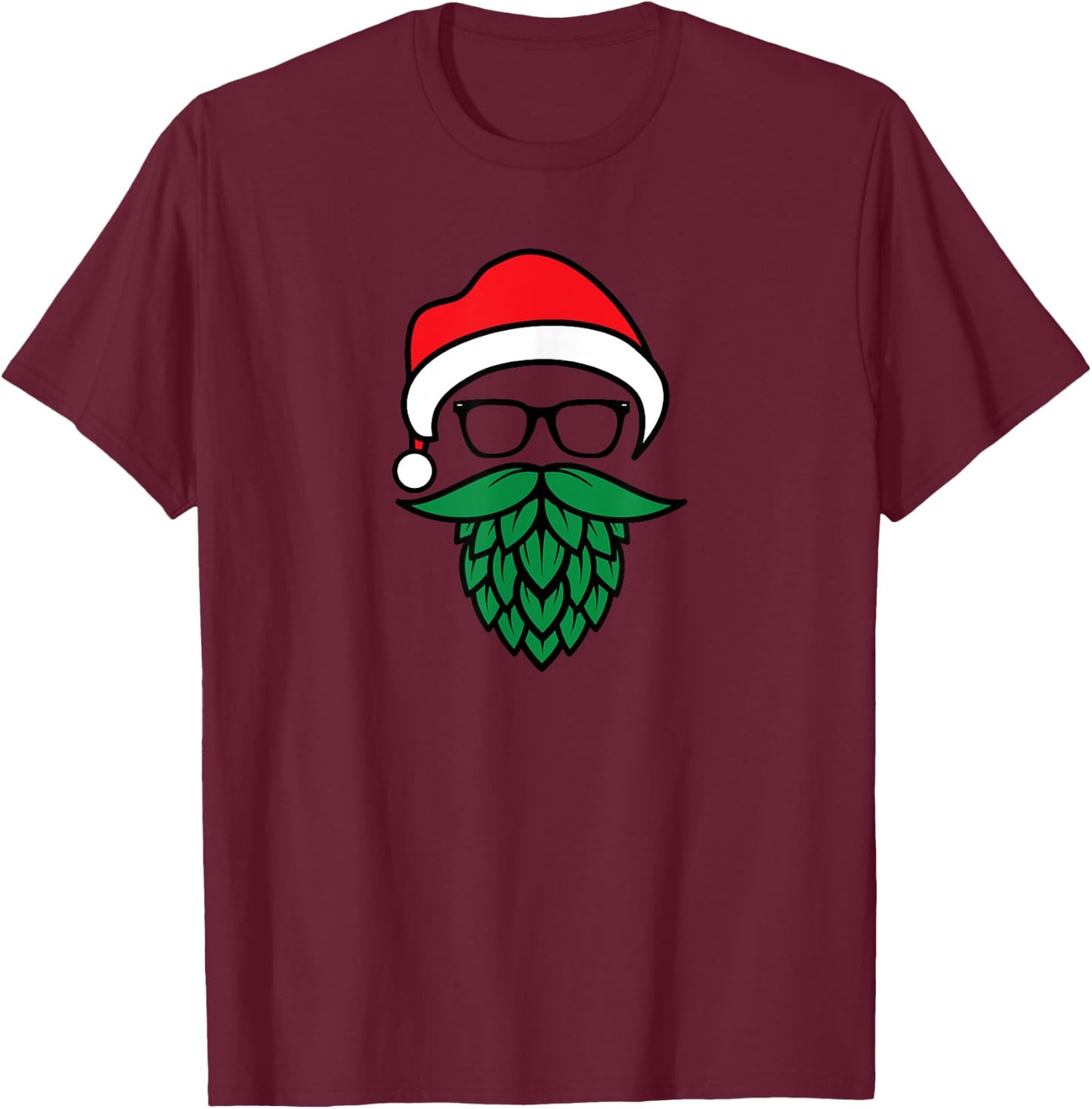 Hipster Santa Hops Beard Christmas for Beer Lovers T-Shirt - T-Shirt | Maroon