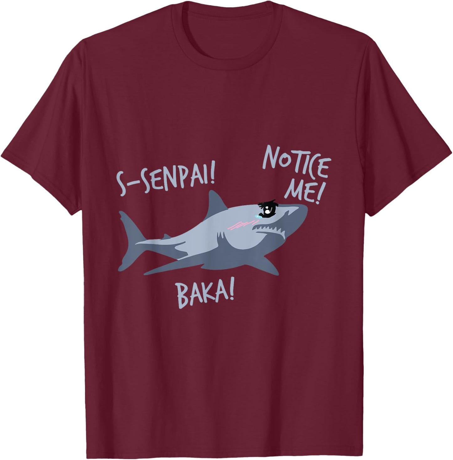 Tsundere Shark Anime Otaku Baka Senpai Manga Japanese T-Shirt - T-Shirt | Maroon