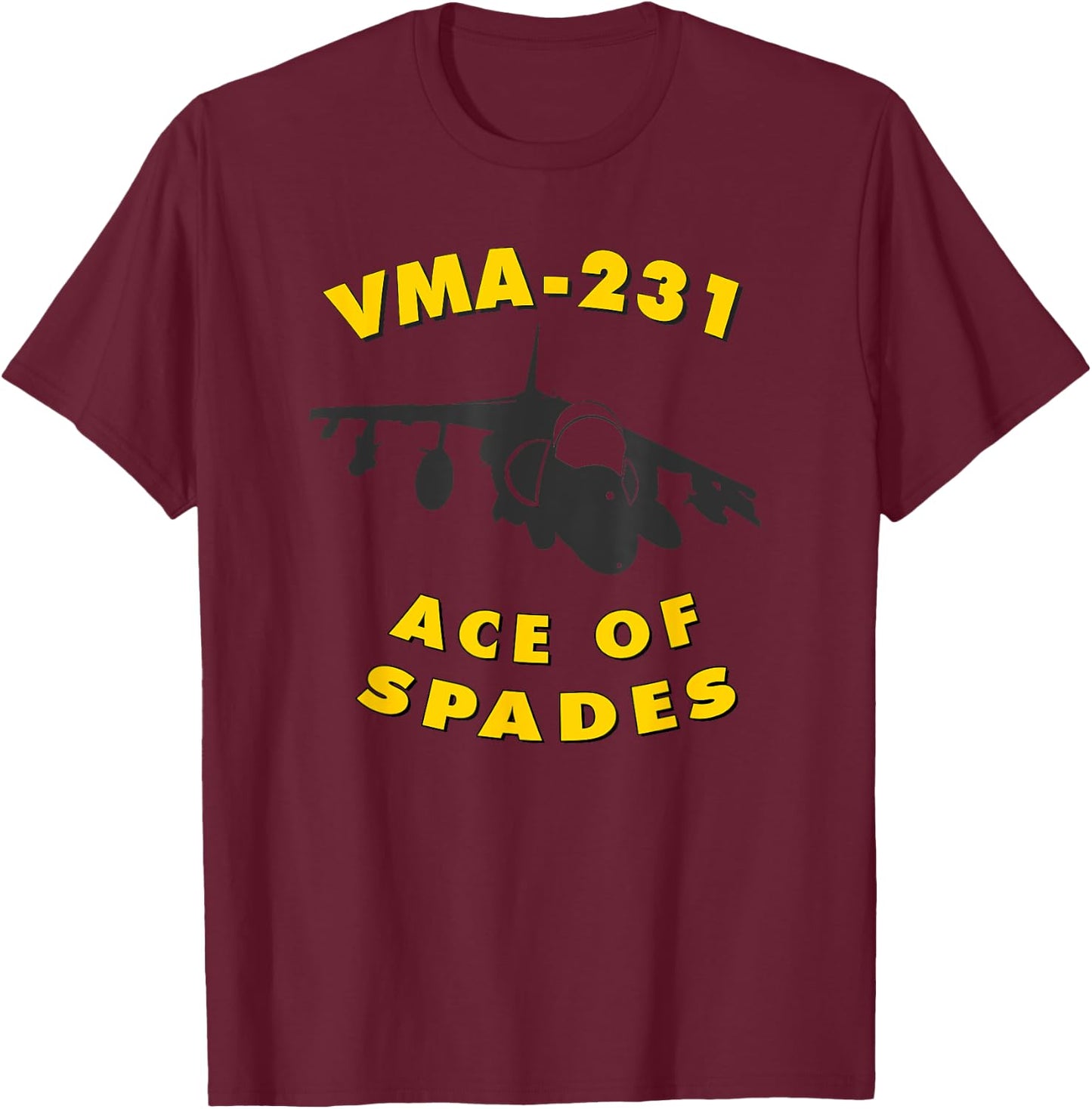 VMA-231 Ace of Spades Attack Squadron AV-8B Harrier T-Shirt - T-Shirt | Maroon