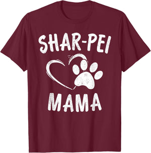 Fun Shar Pei Mama Gift Pet Lover Apparel Dog Shar-Peis Mom T-Shirt - T-Shirt | Maroon
