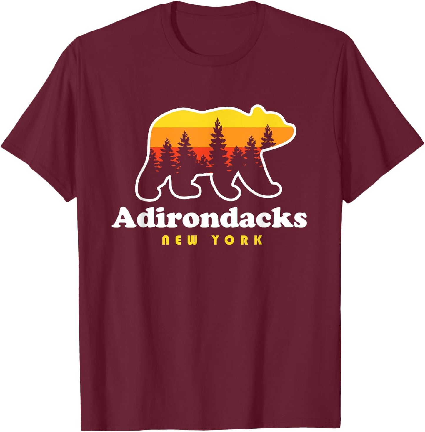 Adirondacks NY Bear Woods New York T-Shirt - T-Shirt | Maroon