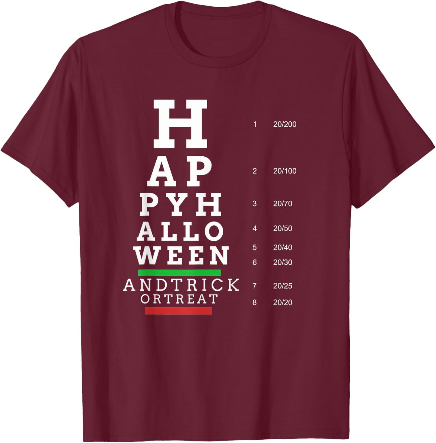 Optometrist Halloween Eye Chart - Optometry Eye Doctor T-Shirt - T-Shirt | Maroon