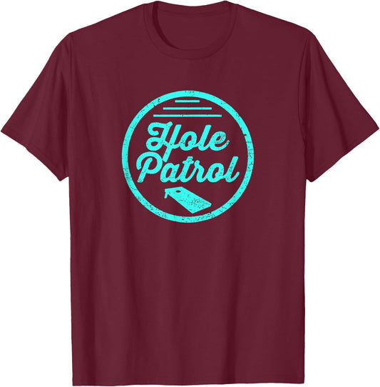 Vintage Hole Patrol Cornhole Team Duo Retro Nostalgia T-Shirt - T-Shirt | Maroon