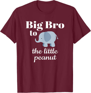 Matching Baby Shower Couples Shirt Elephant Big Bro Peanut T-Shirt - T-Shirt | Maroon