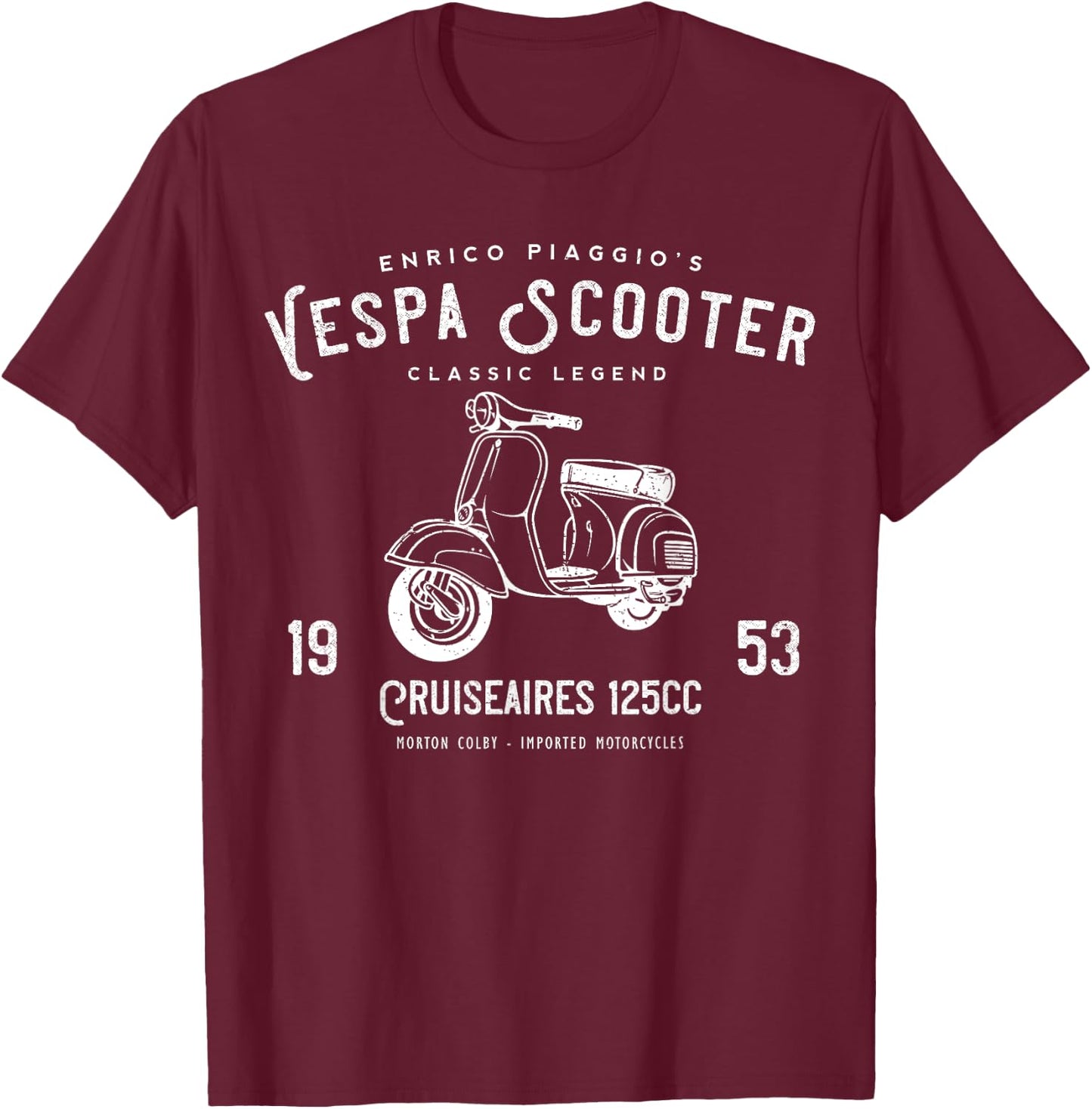Vintage Piaggio Scooter 1953 125cc T Shirt Original Design T-Shirt - T-Shirt | Maroon