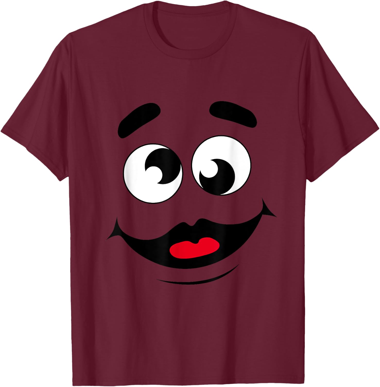 Funny Apparels And Grimace Face Store Funny Grimace Face For Halloween Costume - Adult, , Short Sleeve, , Purple, X-Small T-Shirt - T-Shirt | Maroon