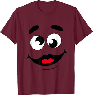 Funny Apparels And Grimace Face Store Funny Grimace Face For Halloween Costume - Adult, , Short Sleeve, , Purple, X-Small T-Shirt - T-Shirt | Maroon