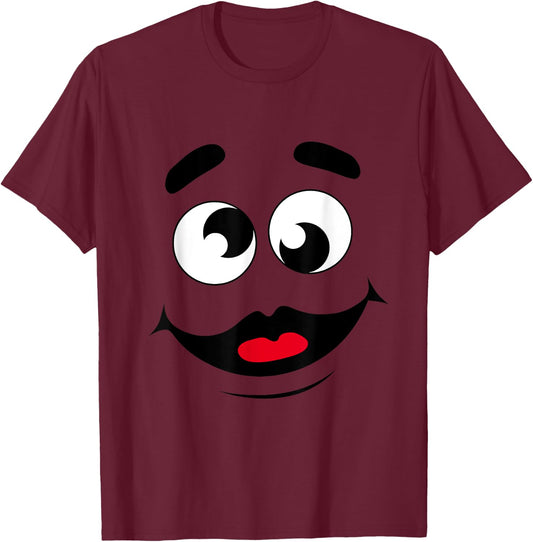 Funny Apparels And Grimace Face Store Funny Grimace Face For Halloween Costume - Adult, , Short Sleeve, , Purple, X-Small T-Shirt - T-Shirt | Maroon
