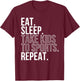 Eat Sleep Take Kids To Sports Repeat Shirt Sports Family T-Shirt - T-Shirt | Maroon