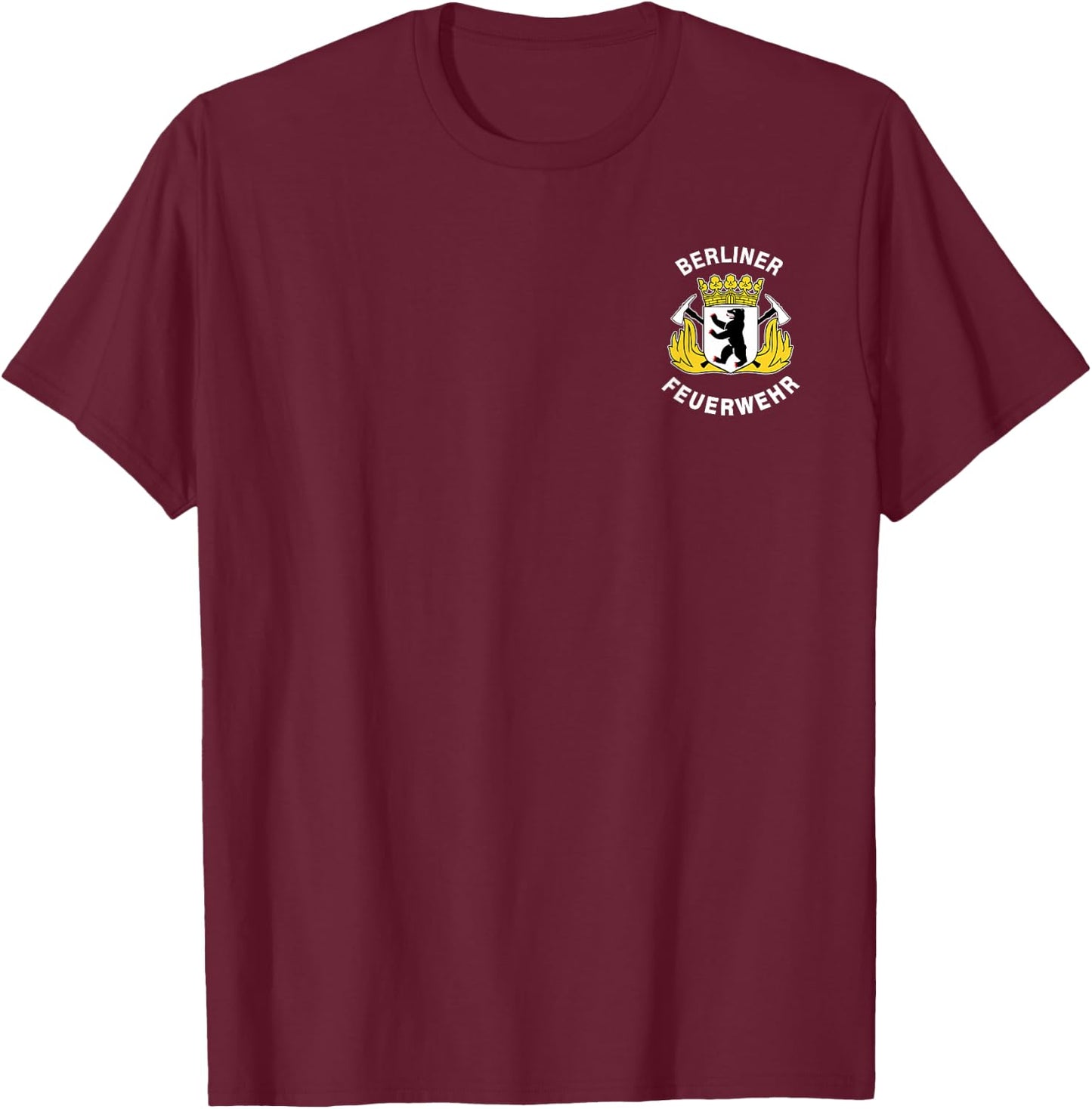 Germany Berlin Fire Services Berliner Feuerwehr Firefighter T-Shirt - T-Shirt | Maroon