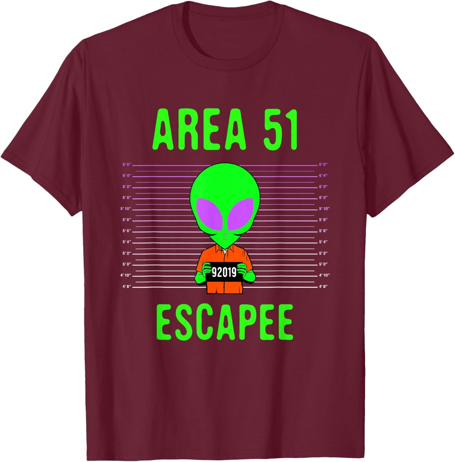 Storm Area 51 Meme Alien Costume Halloween Apparel - Adult - Black - Short Sleeve - Alien Graphic - Halloween - Fantasy - Men, Adults - Small T-Shirt - T-Shirt | Maroon