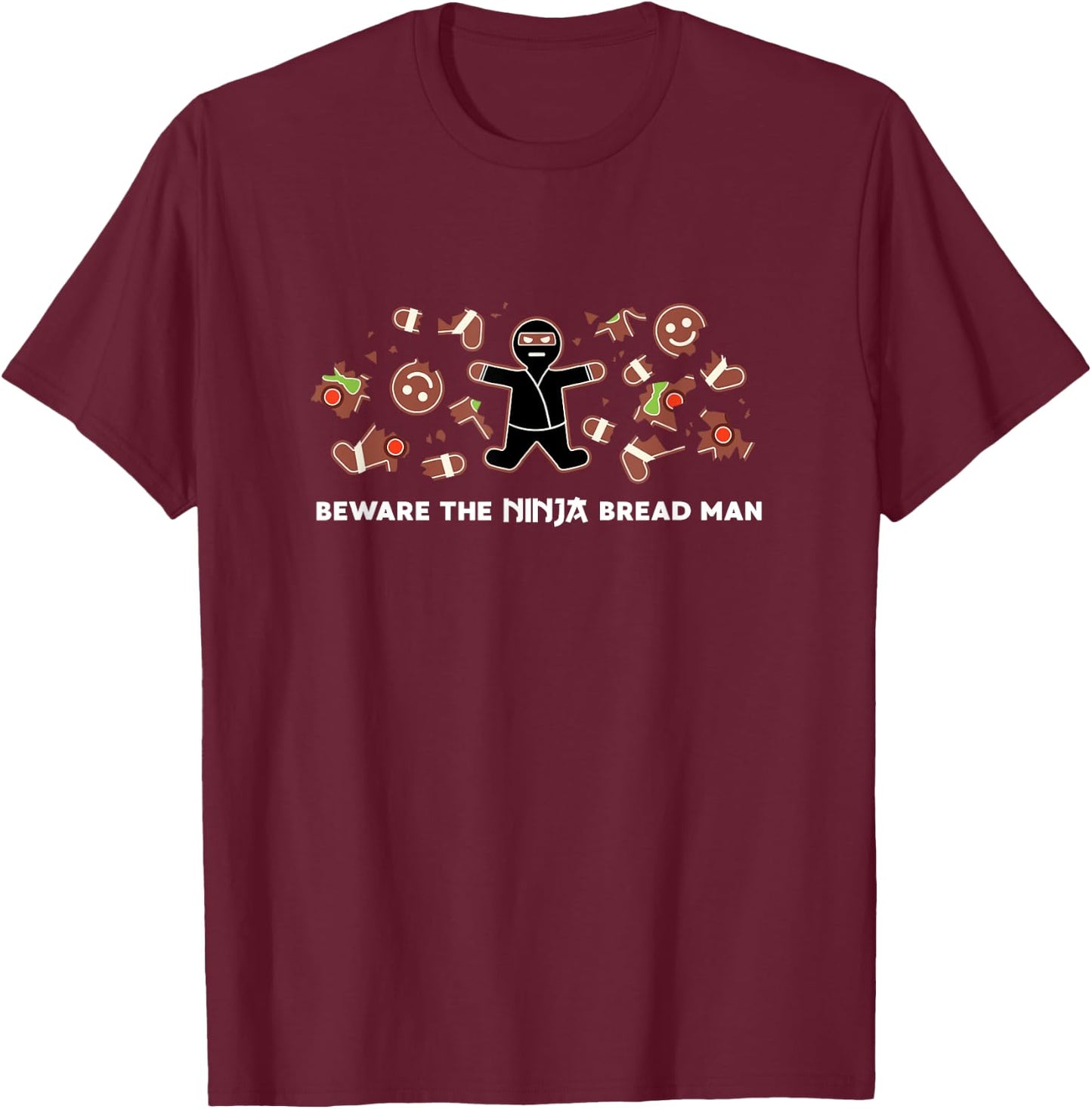 Funny Gingerbread Shirt Ninja Ginja Ninjabread Christmas T-Shirt - T-Shirt | Maroon