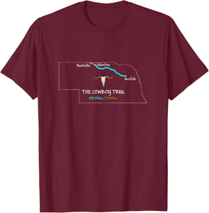 The Cowboy Trail Route Map T-Shirt - T-Shirt | Maroon