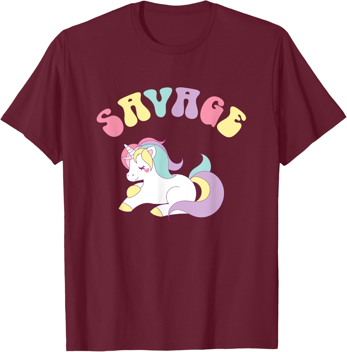 Unicorn Shirts - Rainbow Shirt - Savage T-Shirt - T-Shirt | Maroon