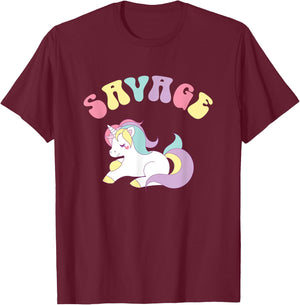 Unicorn Shirts - Rainbow Shirt - Savage T-Shirt - T-Shirt | Maroon
