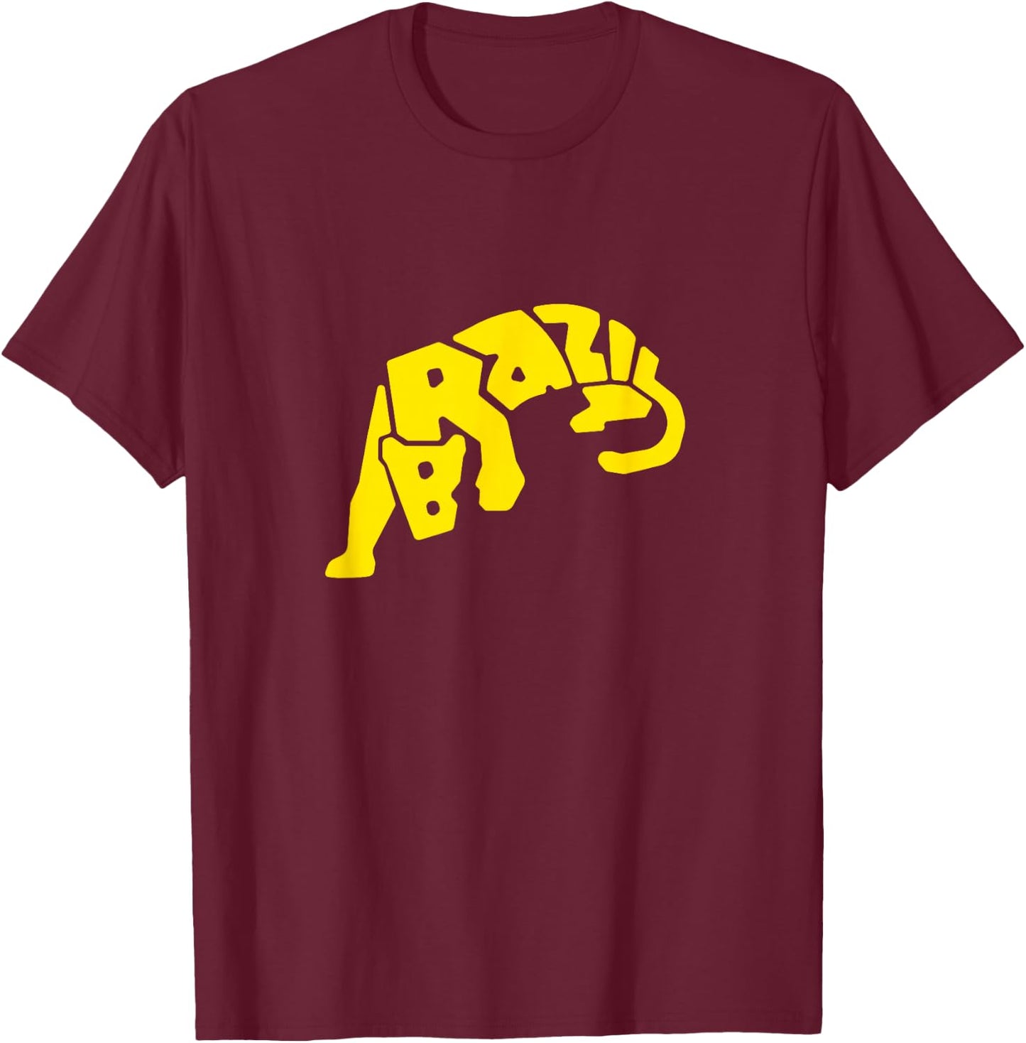 Brazil Jaguar Word Art - Funny Animal T-Shirt - T-Shirt | Maroon