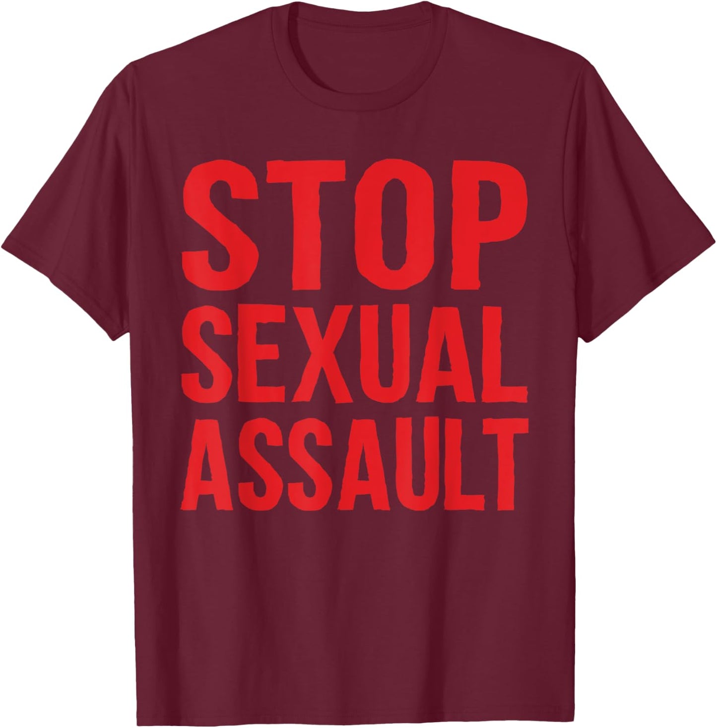 Stop Sexual Assault Awareness Teal Ribbon T-Shirt - T-Shirt | Maroon