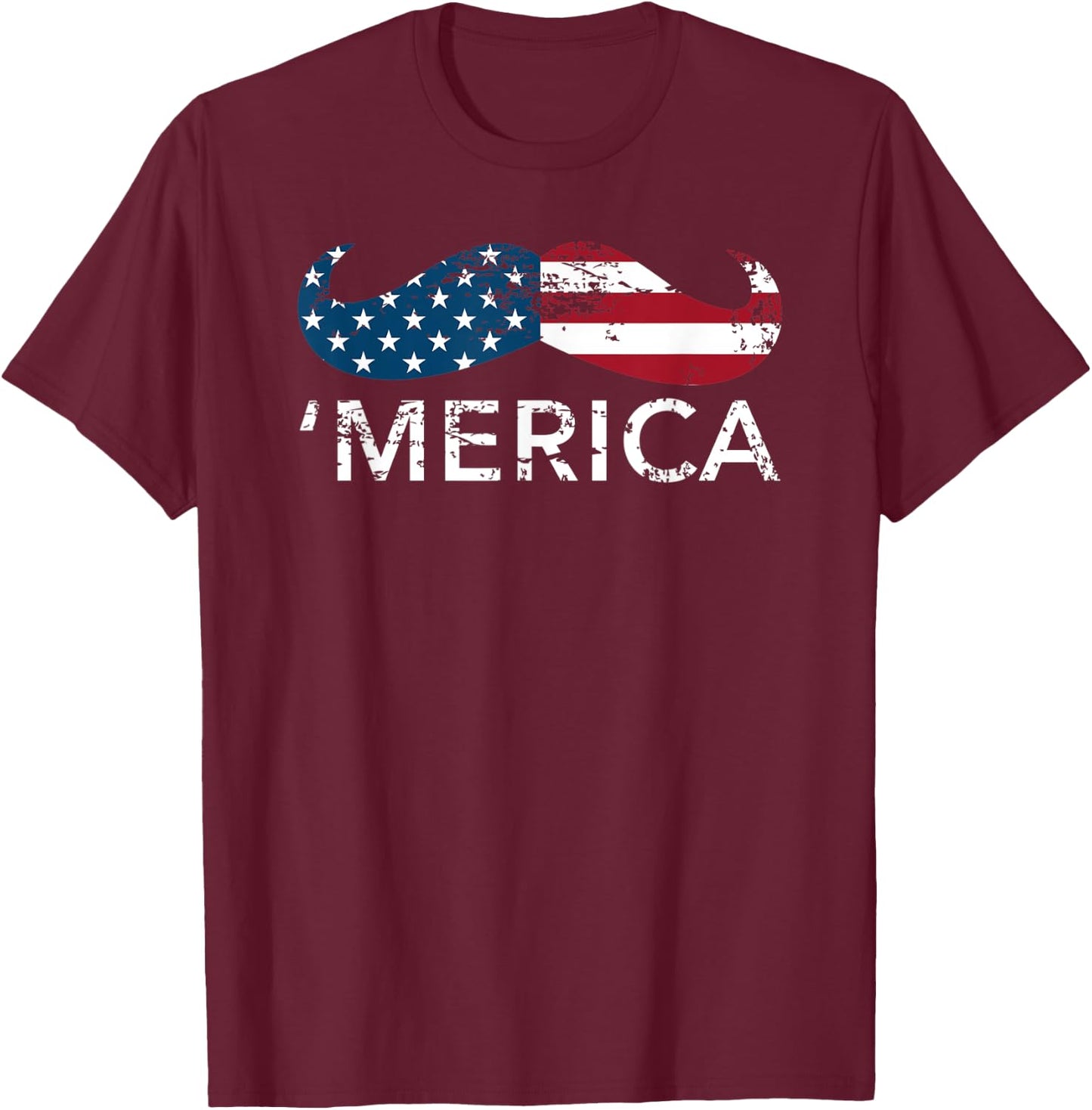 'Merica mustache Patriotic Memorial Day shirt Kids Men T-Shirt - T-Shirt | Maroon