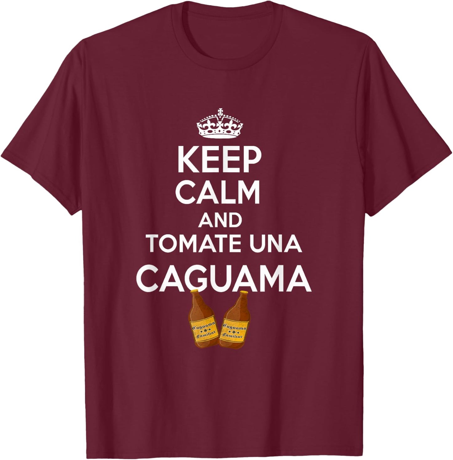 Caguama Shirt Dia del Padre Regalo Espanol Keep Calm Camisa T-Shirt - T-Shirt | Maroon