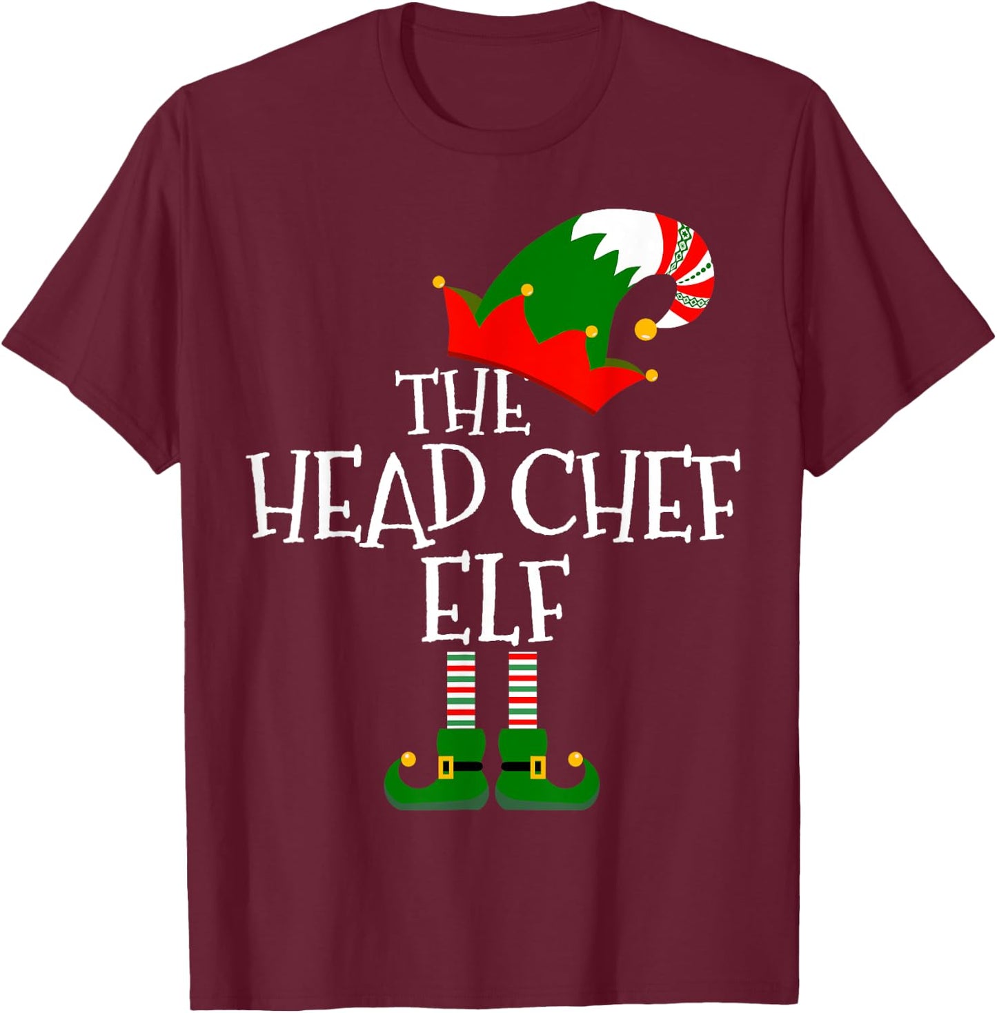 Funny The Head Chef Elf Matching Family Group Gift Christmas T-Shirt - T-Shirt | Maroon