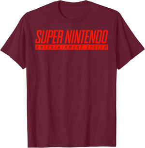 Super Nintendo Entertainment System Classic Logo T-Shirt - T-Shirt | Maroon
