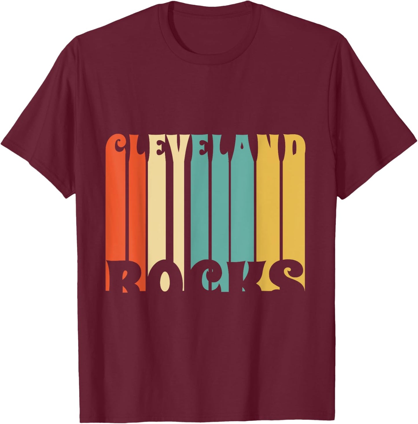 Cleveland Rocks Retro Vintage Shirt T-Shirt - T-Shirt | Maroon