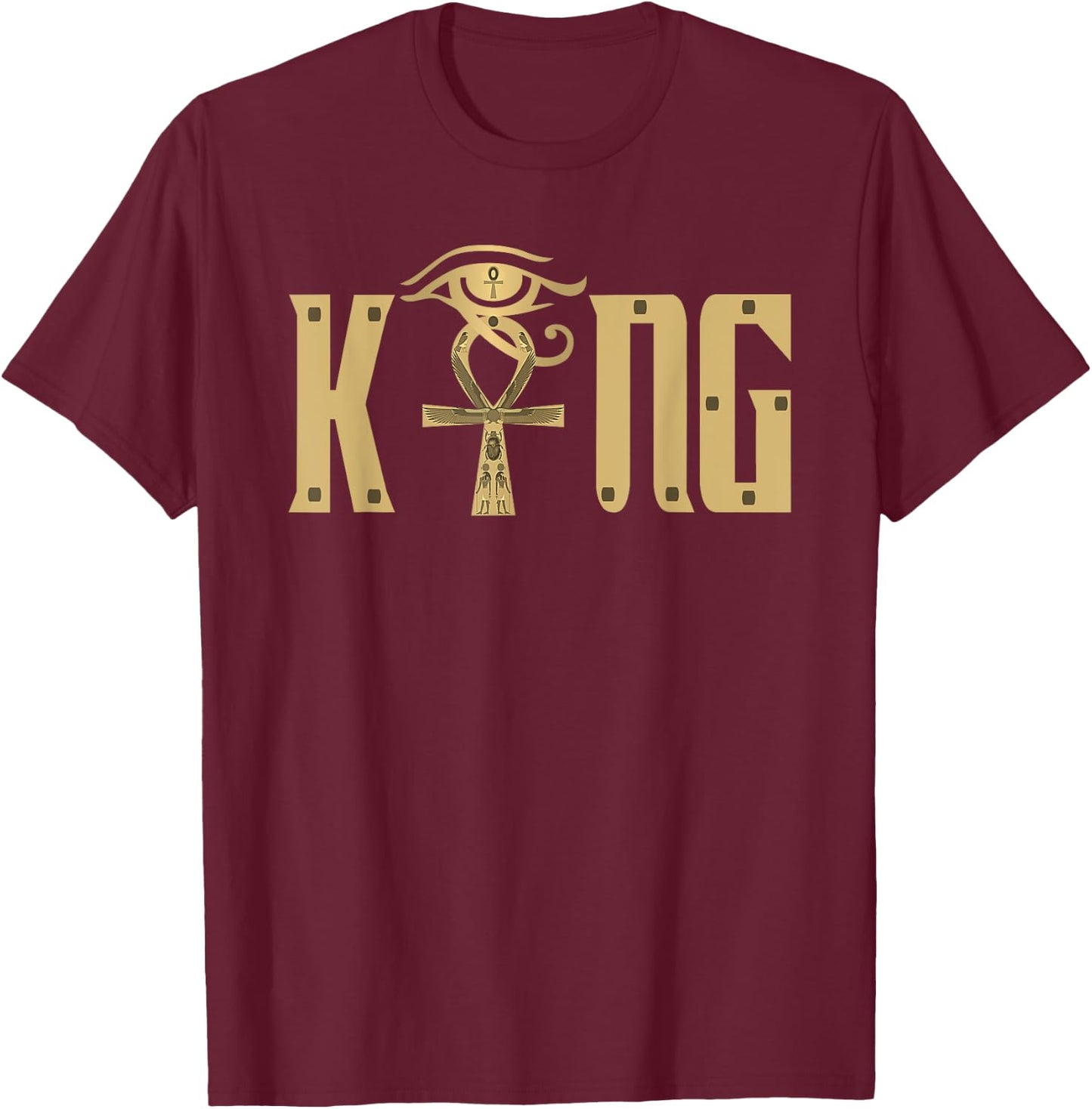 King Husband Man with Egyptian Ankh Couple T-Shirt - T-Shirt | Maroon