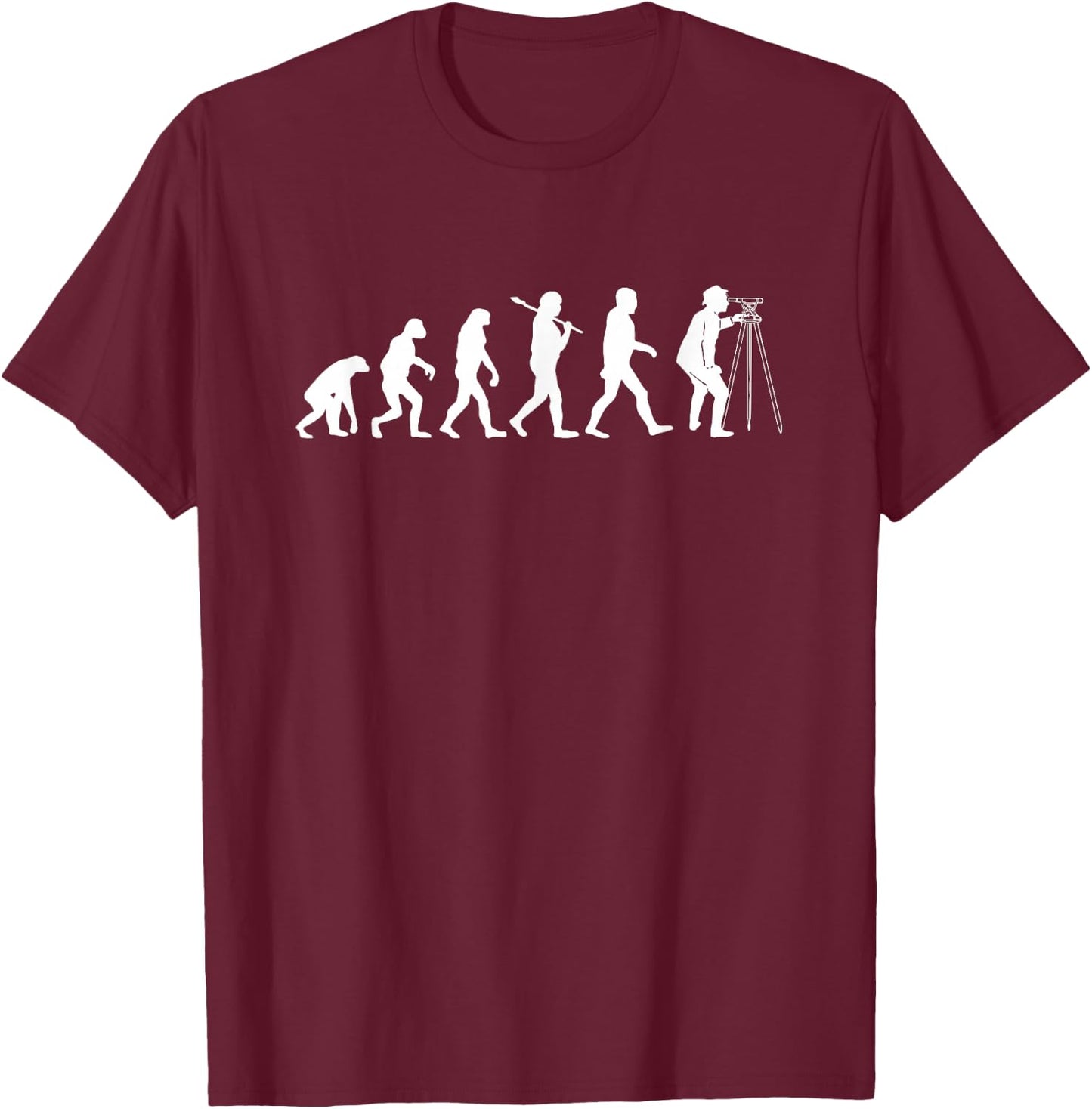 Surveyor Evolution for Land Surveyors and Engineers T-Shirt - T-Shirt | Maroon