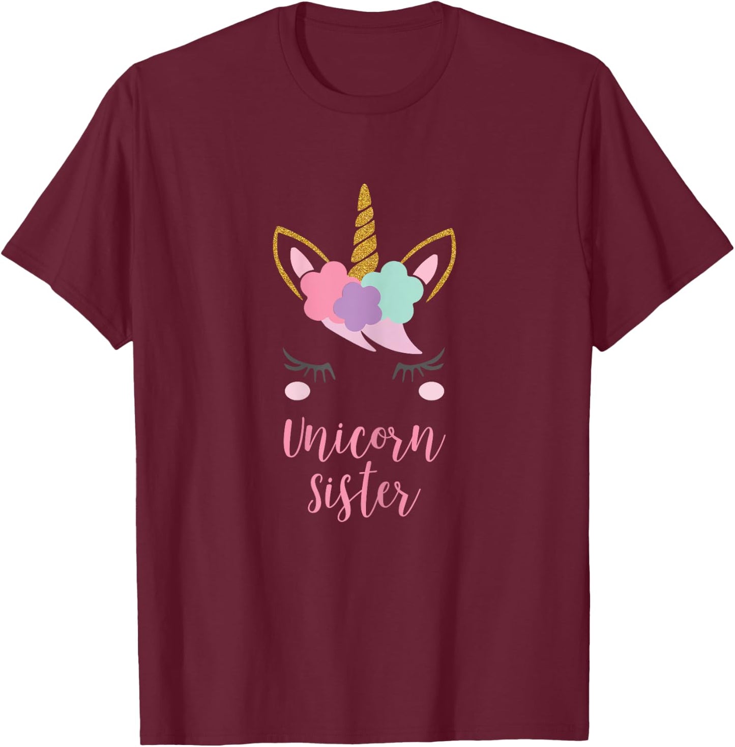 Sister Unicorn Shirt, Cute Unicorn Sister Gift T-Shirt - T-Shirt | Maroon