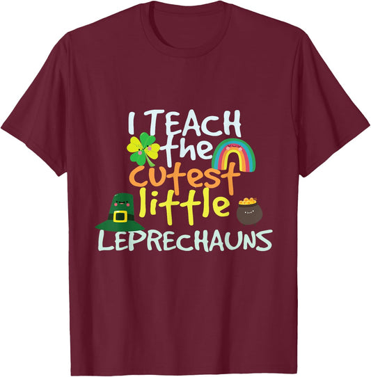 St. Patricks Day Teacher Cutest Little Leprechauns 1st Grade T-Shirt - T-Shirt | Maroon