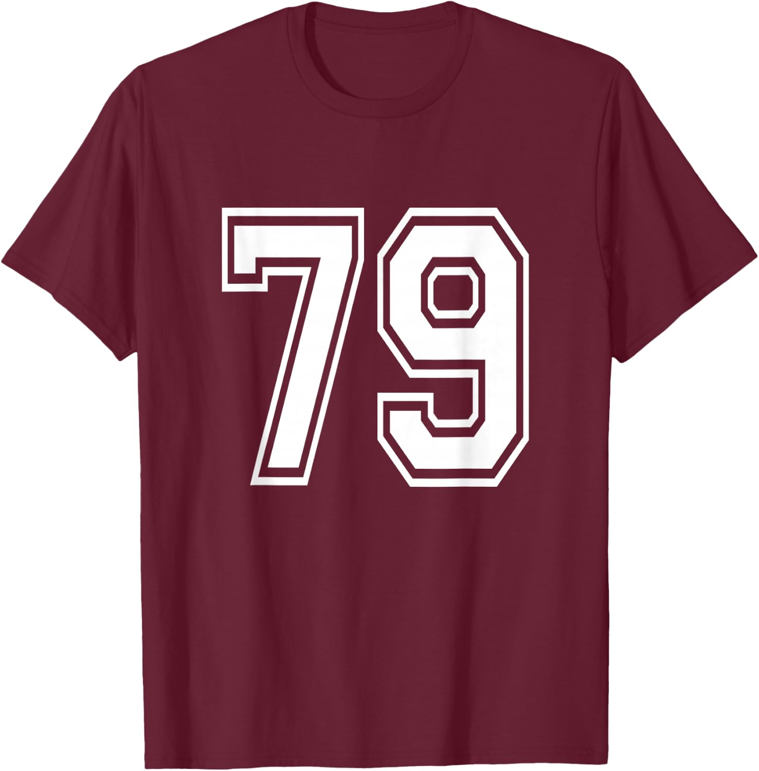 Number 79 Birthday Varsity Sports Team Jersey T-Shirt - T-Shirt | Maroon