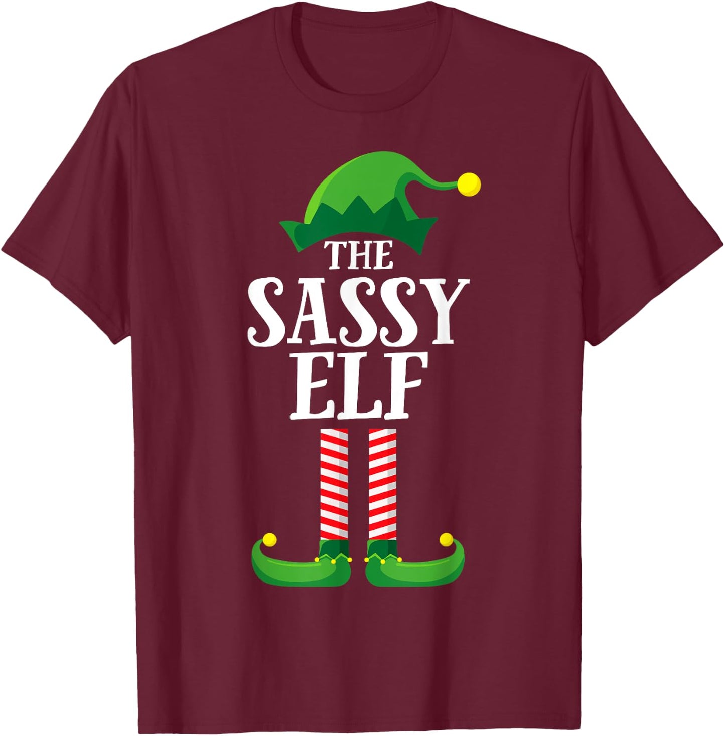 Sassy Elf Shirt Matching Family Group Christmas T-Shirt - T-Shirt | Maroon