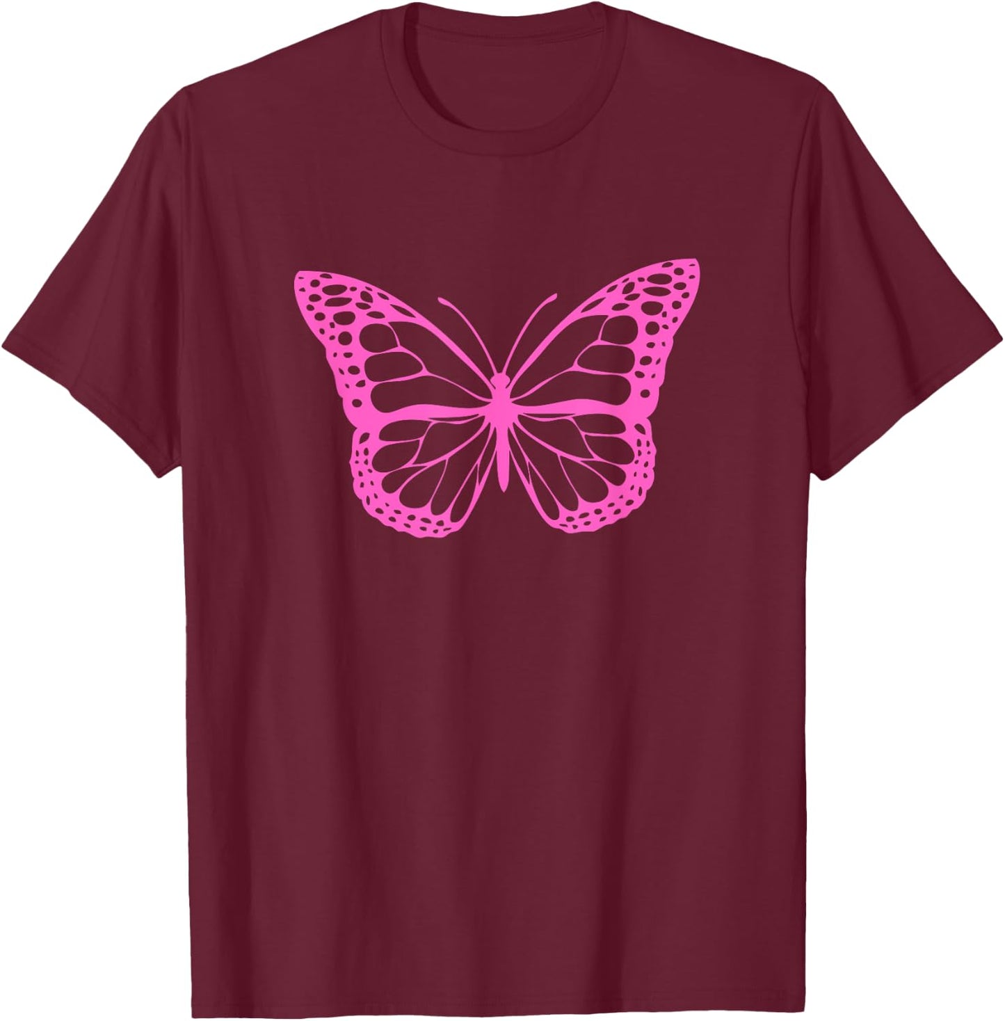 Cute Pink Butterfly T-Shirt - T-Shirt | Maroon
