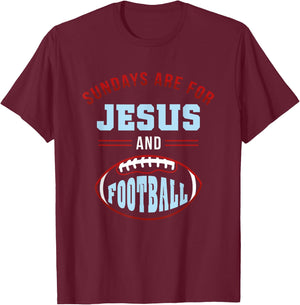 Sundays are for Jesus Football t shirt T-Shirt - T-Shirt | Maroon