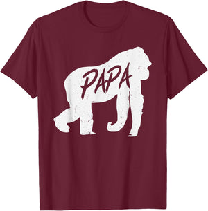 Papa Gorilla Ape T Shirt Monkey Animal Wildlife Gift T-Shirt - T-Shirt | Maroon