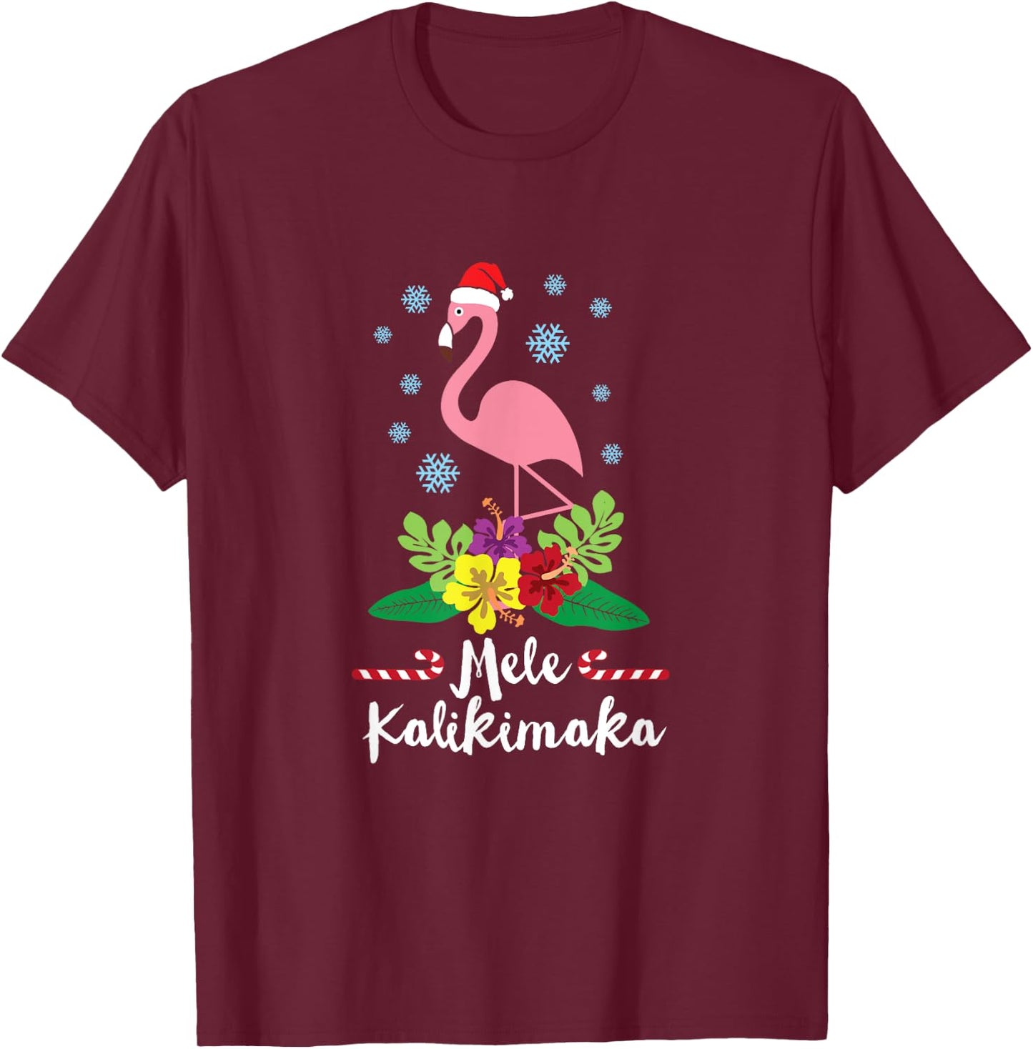 Flamingo Mele Kalikimaka T-Shirt - T-Shirt | Maroon