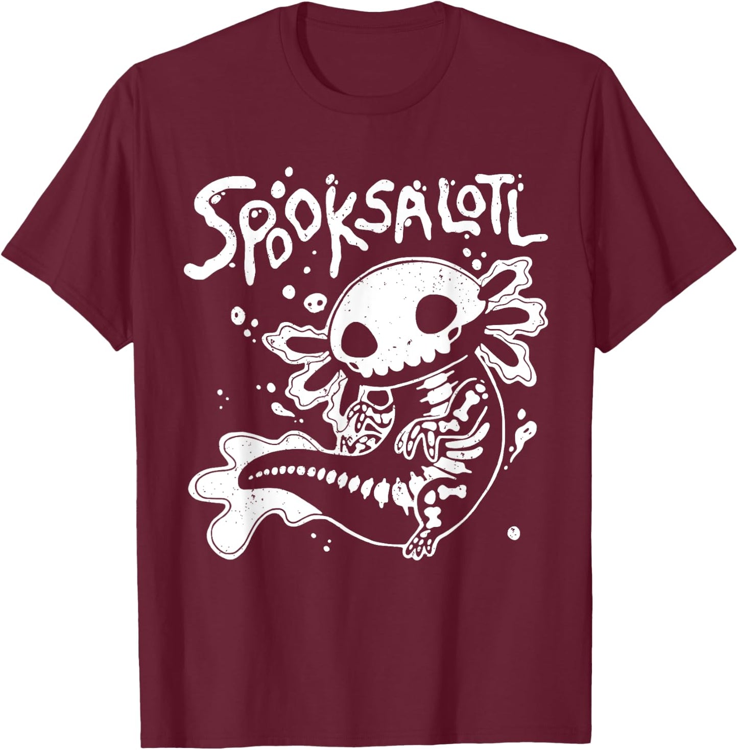 Halloween Cute Skeleton Spooksalotl Halloween Axolotl T-Shirt - T-Shirt | Maroon